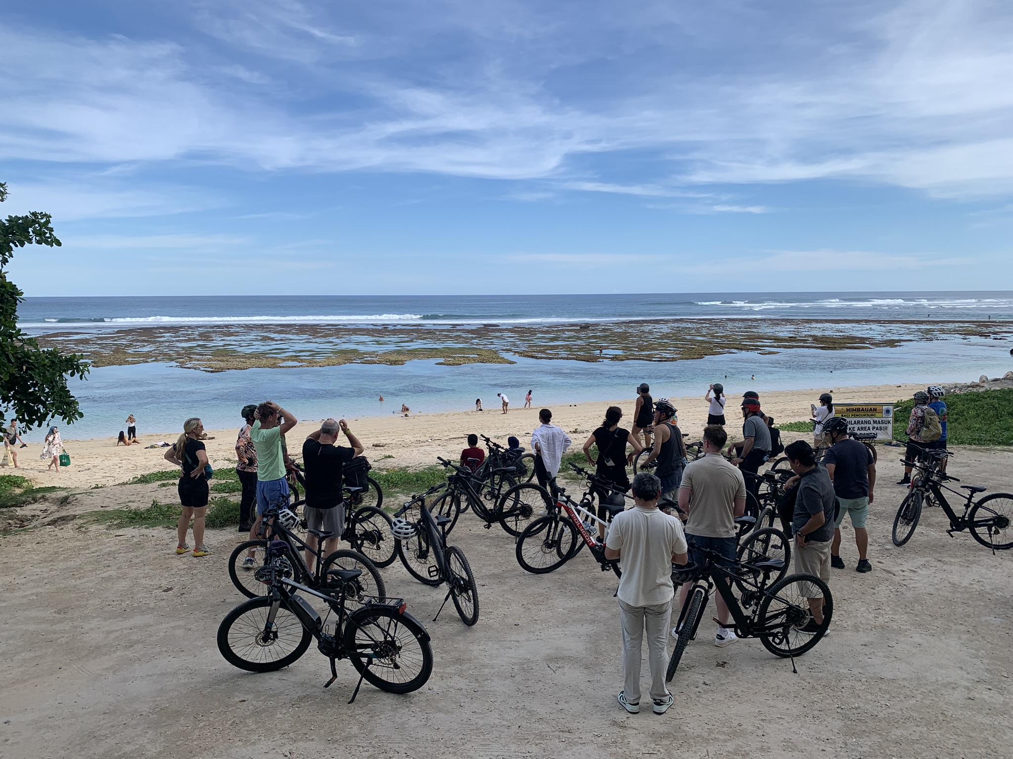UNIKAT E-Bike incentive group tour arriving at Nusa Dua beach in Bali